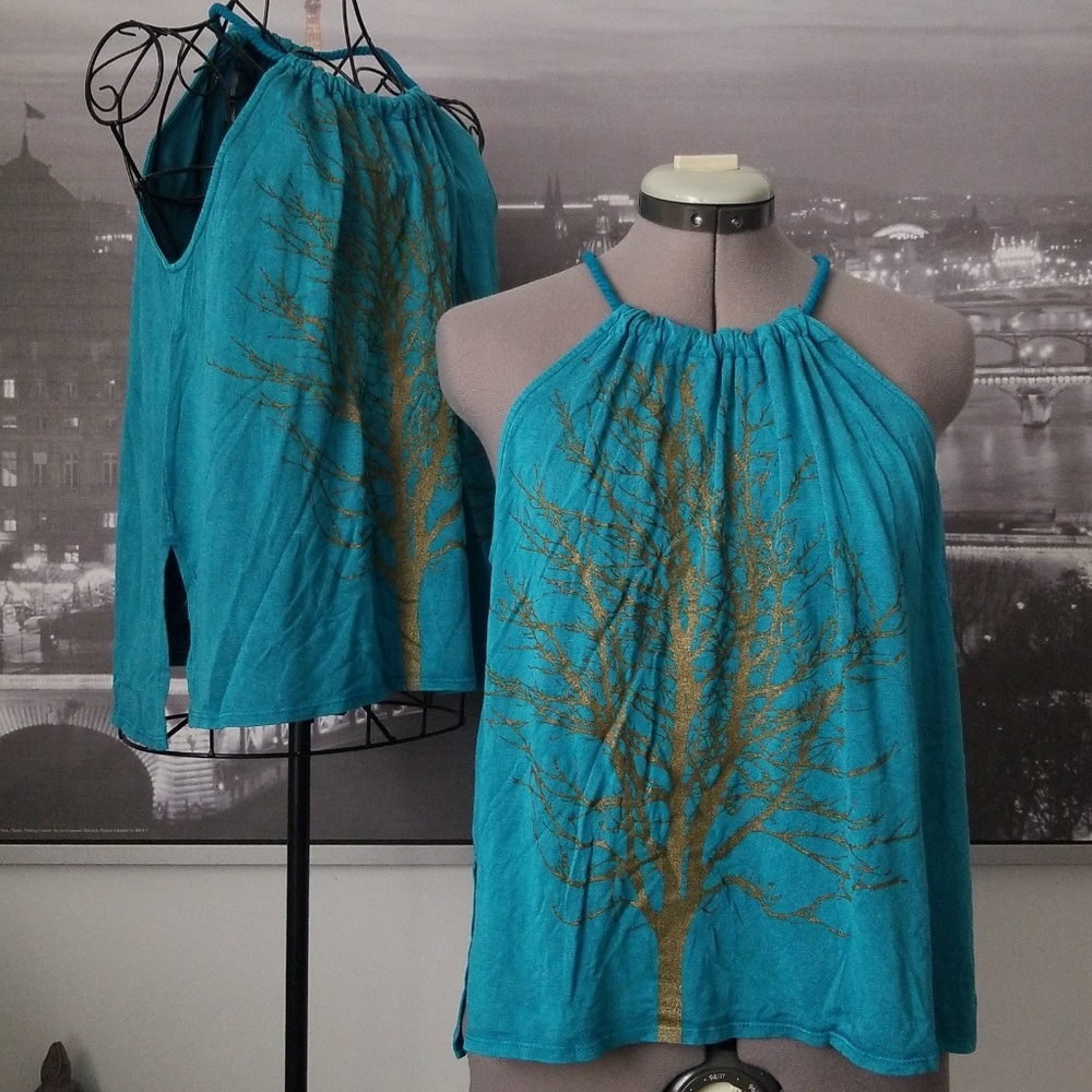 Copper Tree Halter Tank Top